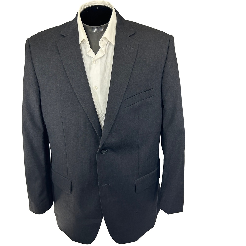 Pronto Uomo 2 Piece Suit 44L 36x31 Charcoal Dark Gray Wool Double Vent Modern